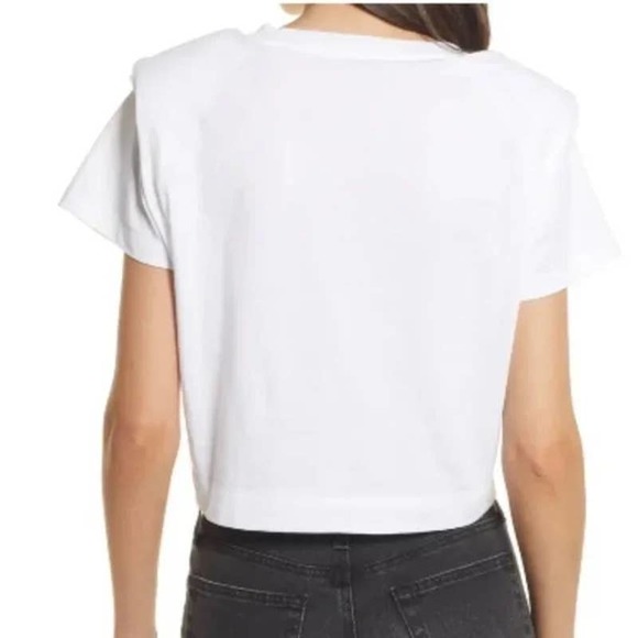 ALLSAINTS Coni Shoulder Pad Tie Front White T-Shirt - Size: Medium - EUC - Picture 2 of 7